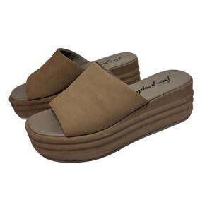 Free People Women's Sz 38.5 Harbor Platform Sandals, Tan